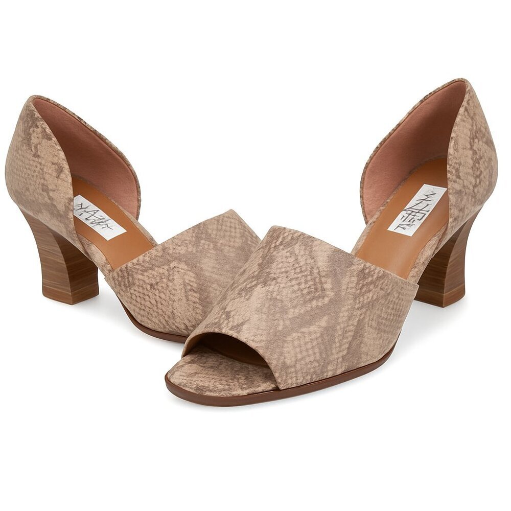 Nine West Dolley Snakeskin Peep-Toe D’Orsay Pumps – Size 8.5 M, Y2K Cottagecore